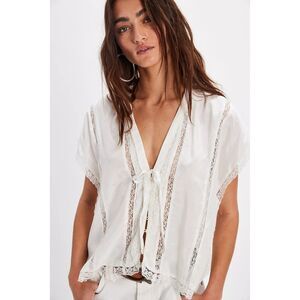 Free People Marigold Shine Lace Blouse Top Embroidered Buttondown XS NEW 284762